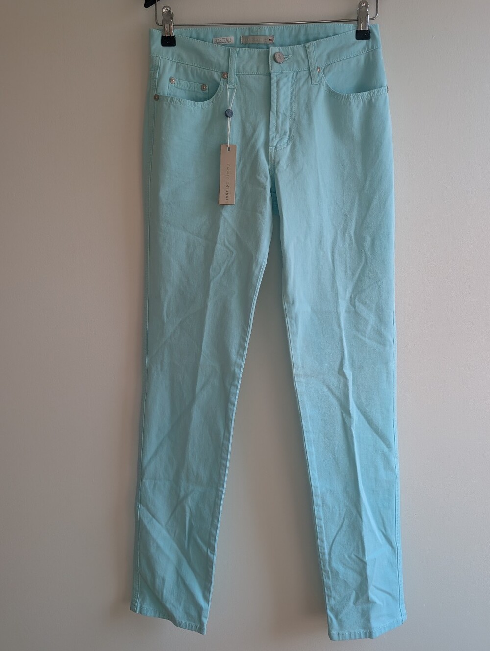 NWT Fabrizio Gianni Womens Color Tiffany Denim Jean Stretch For High Comfort 2
